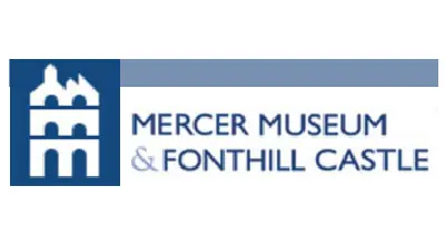 Logo of Mercer Museum & Fonthill Castle featuring stylized building silhouettes on the left and text on the right.
